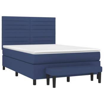 Boxspringbett mit Matratze Blau 140x190 cm Stoff