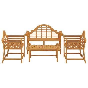 4-tlg. Garten-Lounge-Set Massivholz Teak