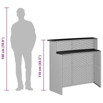 3-tlg. Gartenbar-Set mit Kissen Schwarz Poly Rattan