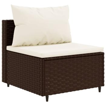 7-tlg. Garten-Lounge-Set mit Kissen Braun Poly Rattan