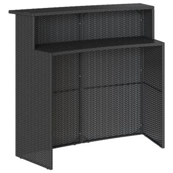 5-tlg. Gartenbar-Set mit Kissen Schwarz Poly Rattan