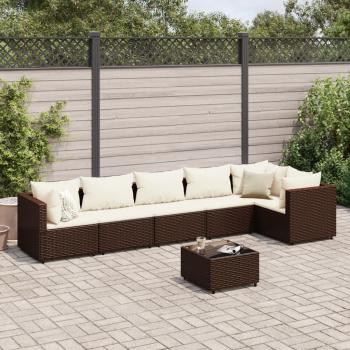 ARDEBO.de - 7-tlg. Garten-Lounge-Set mit Kissen Braun Poly Rattan