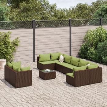 ARDEBO.de - 10-tlg. Garten-Sofagarnitur mit Kissen Braun Poly Rattan