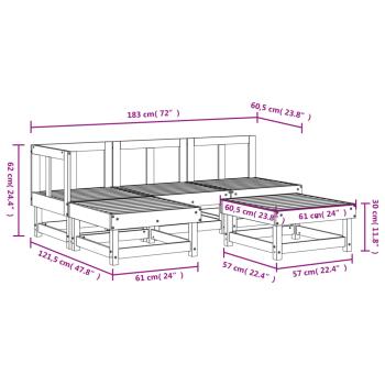 5-tlg. Garten-Lounge-Set Massivholz Douglasie