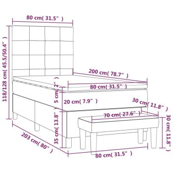 Boxspringbett mit Matratze Dunkelbraun 80x200 cm Stoff