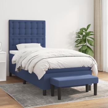 ARDEBO.de - Boxspringbett mit Matratze Blau 100x200 cm Stoff