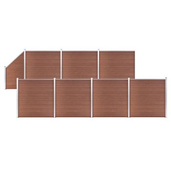 ARDEBO.de - WPC Zaun-Set 7 Quadrate + 1 Schräge 1311x186 cm Braun