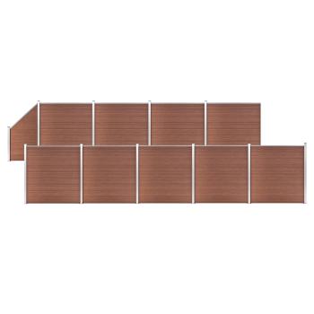 ARDEBO.de - WPC Zaun-Set 9 Quadrate + 1 Schräge 1657x186 cm Braun