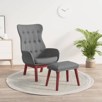 ARDEBO.de - Relaxsessel mit Hocker Hellgrau Stoff