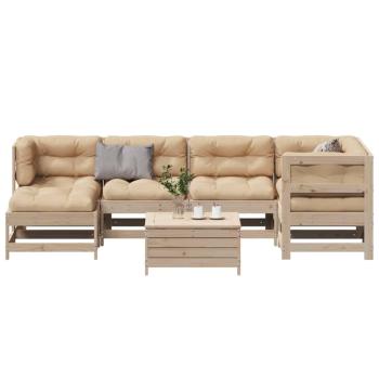 ARDEBO.de - 7-tlg. Garten-Lounge-Set mit Kissen Massivholz Kiefer