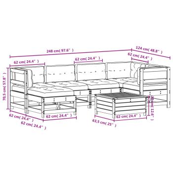 7-tlg. Garten-Lounge-Set mit Kissen Massivholz Kiefer