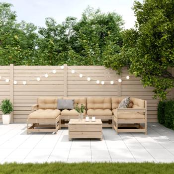 7-tlg. Garten-Lounge-Set mit Kissen Massivholz Kiefer