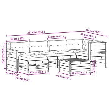 7-tlg. Garten-Lounge-Set mit Kissen Massivholz Kiefer