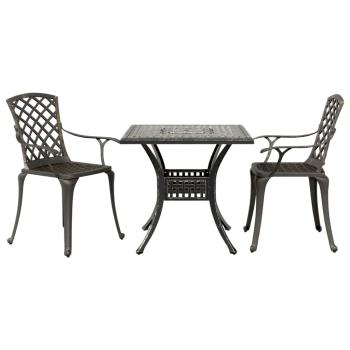 3-tlg. Bistro-Set Bronzen Aluminiumguss