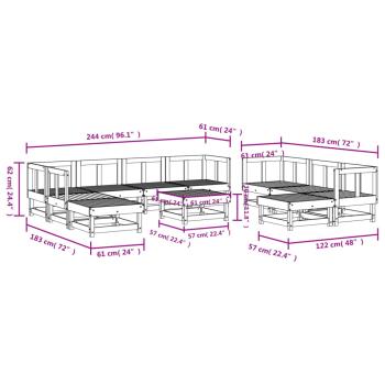 11-tlg. Garten-Lounge-Set Massivholz Douglasie