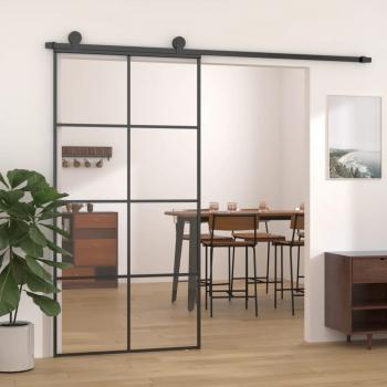 ARDEBO.de - Schiebetür Schwarz 102,5x205 cm ESG-Glas und Aluminium