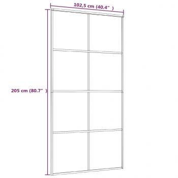 Schiebetür Schwarz 102,5x205 cm ESG-Glas und Aluminium