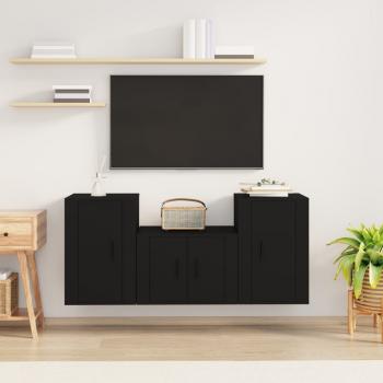 ARDEBO.de - 3-tlg. TV-Schrank-Set Schwarz Holzwerkstoff