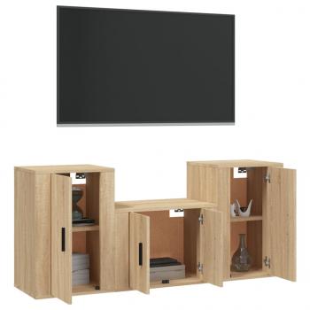 3-tlg. TV-Schrank-Set Sonoma-Eiche Holzwerkstoff