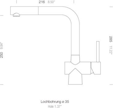 Schock Laios Einhebelmischer, ausziehbarer Auslauf, Hochdruck, Cristadur, puro (517120PUR)