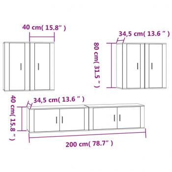 6-tlg. TV-Schrank-Set Hochglanz-Weiß Holzwerkstoff