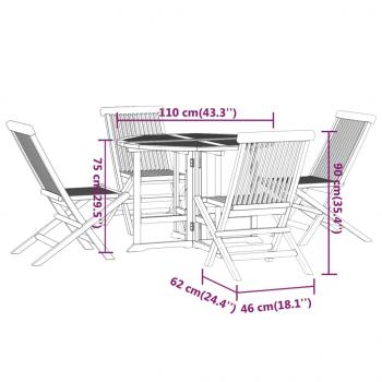 5-tlg. Garten-Essgruppe Klappbar Massivholz Teak