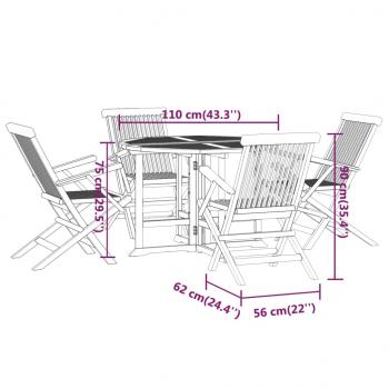 5-tlg. Garten-Essgruppe Klappbar Massivholz Teak