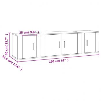 3-tlg. TV-Schrank-Set Räuchereiche Holzwerkstoff