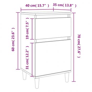 Nachttische 2 Stk. Grau Sonoma 40x35x70 cm