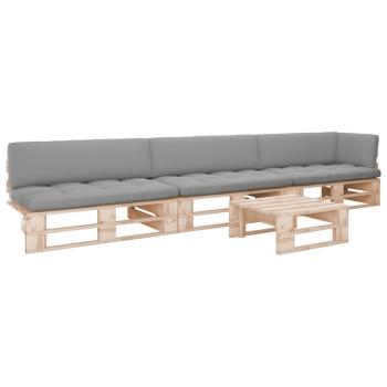 ARDEBO.de - 4-tlg. Paletten-Lounge-Set mit Kissen Imprägniertes Kiefernholz