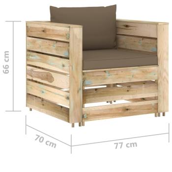 2-tlg. Garten-Lounge-Set mit Kissen Grün Imprägniertes Holz