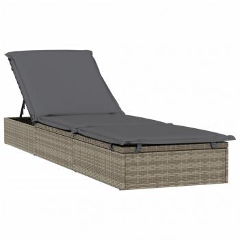 Sonnenliege 1 Stk. mit Tisch Grau Poly Rattan