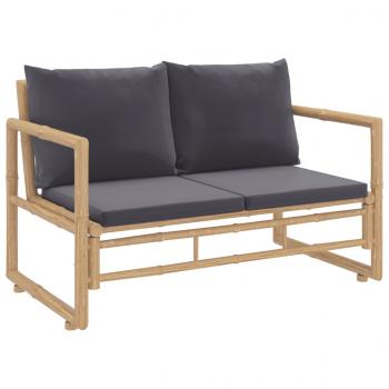 2-tlg. Garten-Lounge-Set mit Dunkelgrauen Kissen Bambus