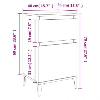 Nachttische 2 Stk. Grau Sonoma 40x35x70 cm