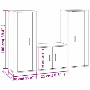 3-tlg. TV-Schrank-Set Weiß Holzwerkstoff