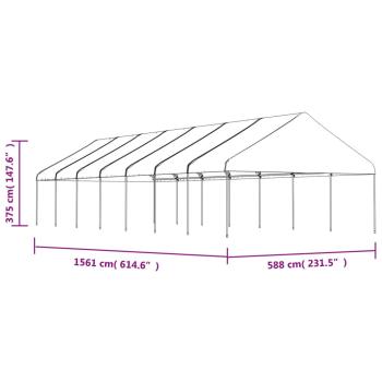 Pavillon mit Dach Weiß 15,61x5,88x3,75 m Polyethylen