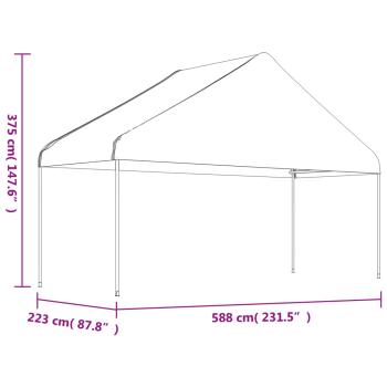 Pavillon mit Dach Weiß 15,61x5,88x3,75 m Polyethylen