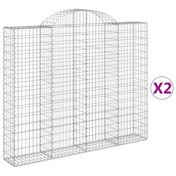 Gabionen mit Hochbogen 2 Stk. 200x30x160/180cm Verzinktes Eisen