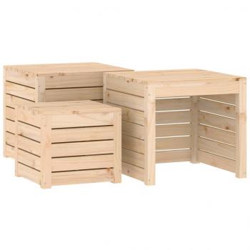 3-tlg. Gartenbox-Set Massivholz Kiefer