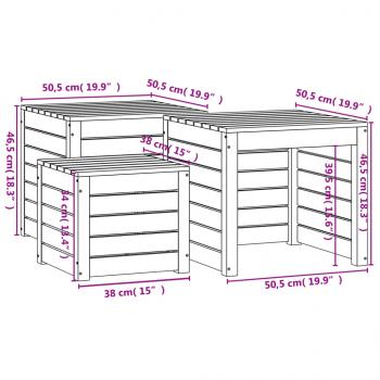 3-tlg. Gartenbox-Set Massivholz Kiefer