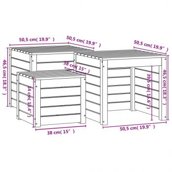 3-tlg. Gartenbox-Set Grau Massivholz Kiefer