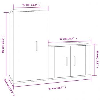 2-tlg. TV-Schrank-Set Räuchereiche Holzwerkstoff