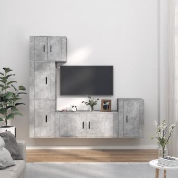 ARDEBO.de - 5-tlg. TV-Schrank-Set Betongrau Holzwerkstoff