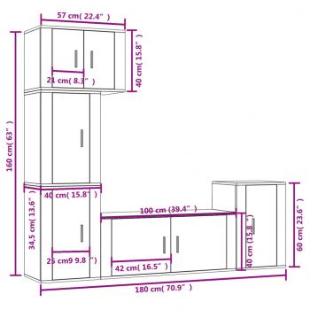 5-tlg. TV-Schrank-Set Betongrau Holzwerkstoff