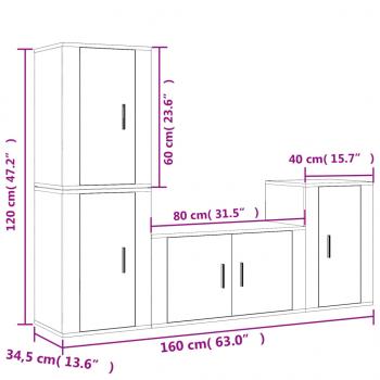 4-tlg. TV-Schrank-Set Weiß Holzwerkstoff