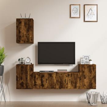 ARDEBO.de - 5-tlg. TV-Schrank-Set Räuchereiche Holzwerkstoff