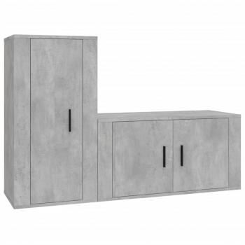 2-tlg. TV-Schrank-Set Betongrau Holzwerkstoff