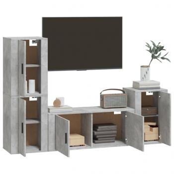 4-tlg. TV-Schrank-Set Betongrau Holzwerkstoff