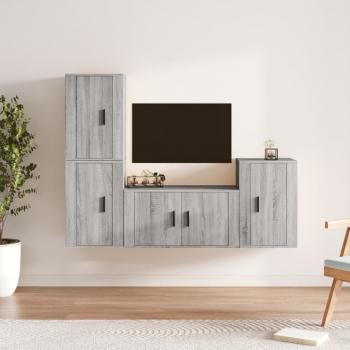 ARDEBO.de - 4-tlg. TV-Schrank-Set Grau Sonoma Holzwerkstoff