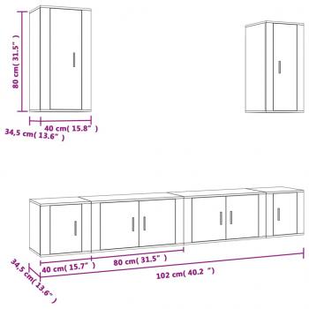 6-tlg. TV-Schrank-Set Weiß Holzwerkstoff